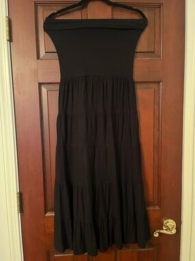 Black Strapless Tiered Maxi Dress